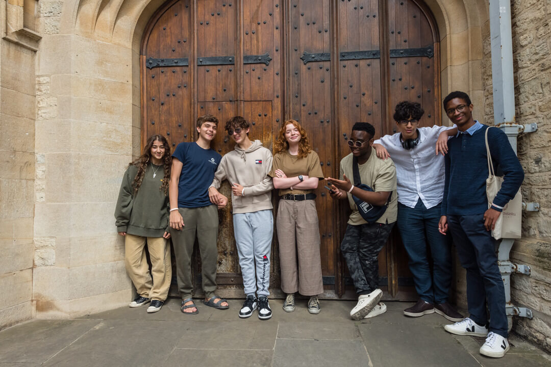 Oxford Scholastica students standing in front of an Oxford building