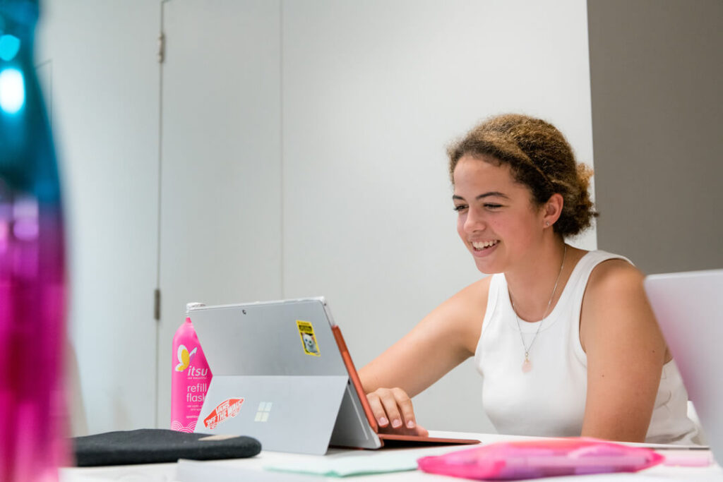 Oxford Scholastica Academy student studying politics online.