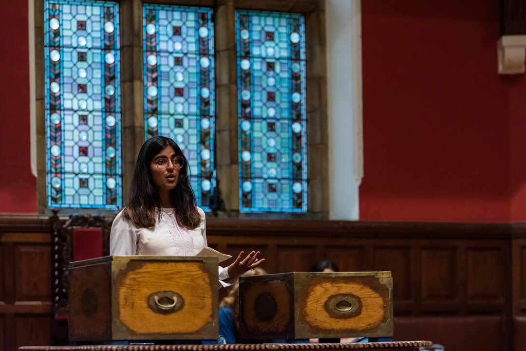 OxBright student at a Model UN, trialing a career 