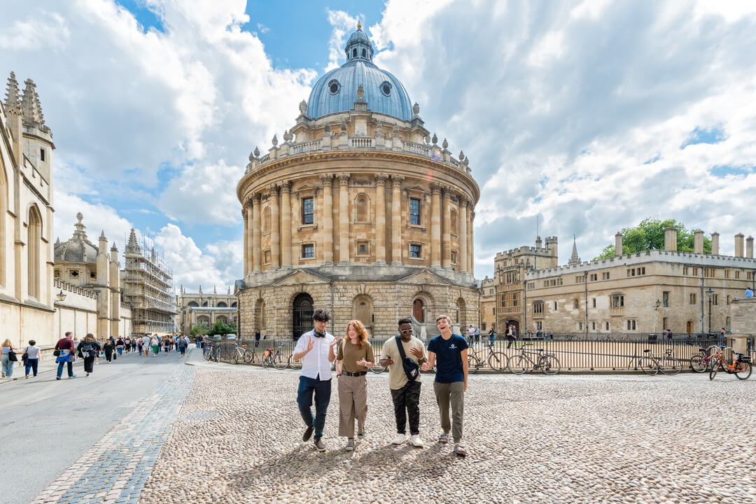 OxBright students outside Oxford's Radcliffe Camera.
