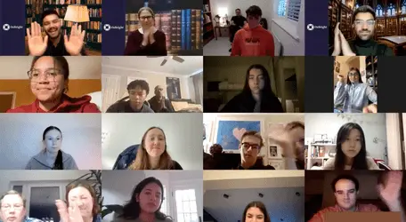 Screenshot of people in a zoom call at an OxBright online internship session
