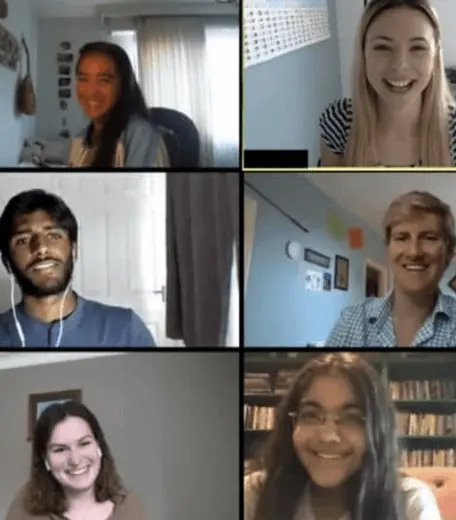 Screenshot of a Zoom screen with OxBright Interns meeting online