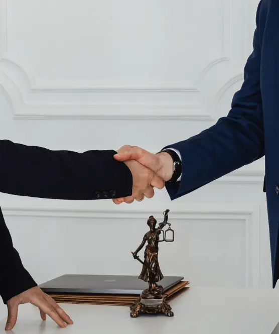 Two Law interns shaking hands