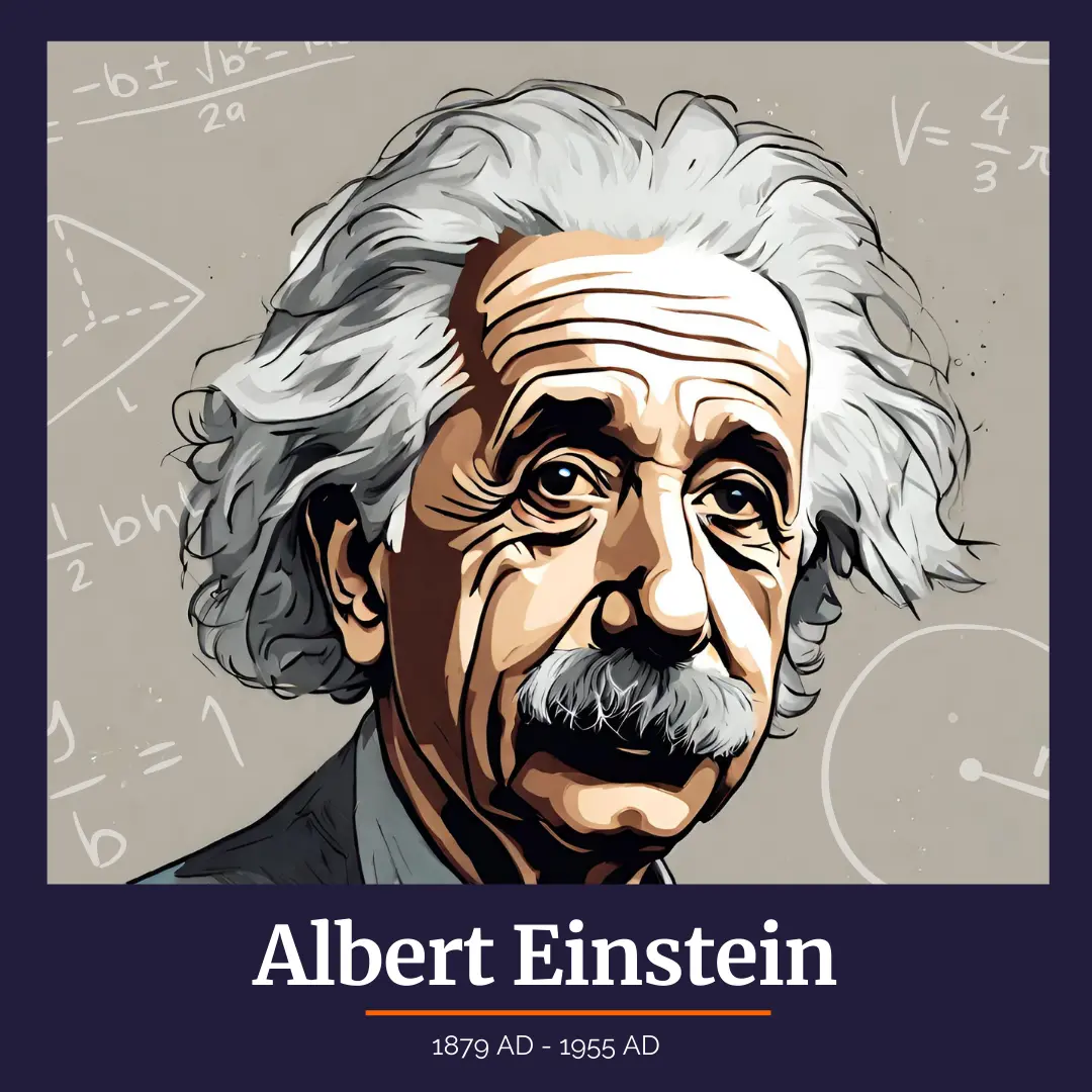 Illustrated portrait of Albert Einstein (1879 AD - 1955 AD)