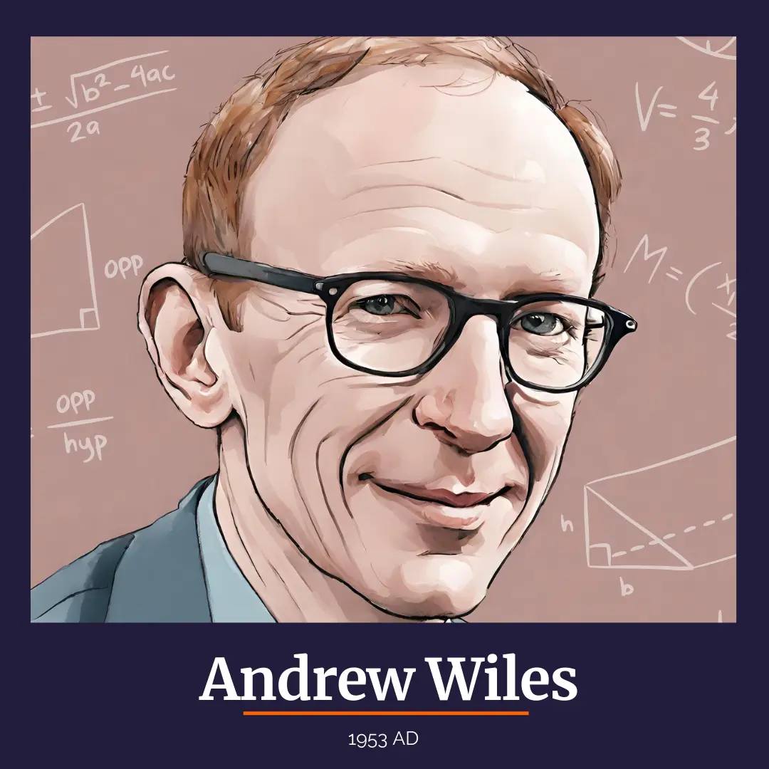 Illustrated portrait of Andrew Wiles (1953 AD)