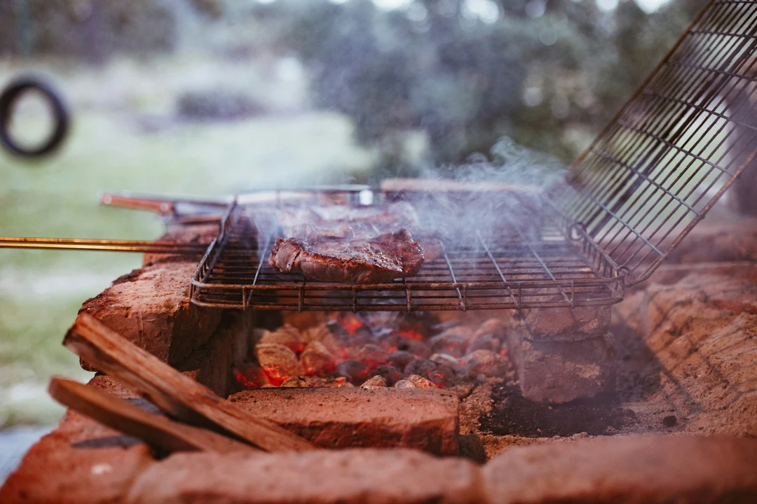 Meat cooking on a braais