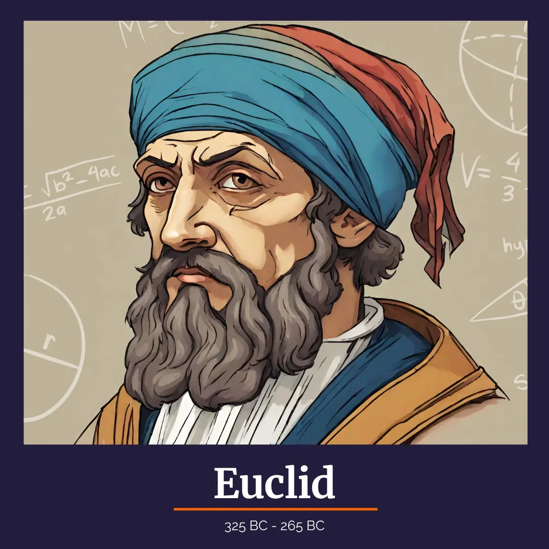 Illustrated portrait of Euclid (325 BC - 265 BC)