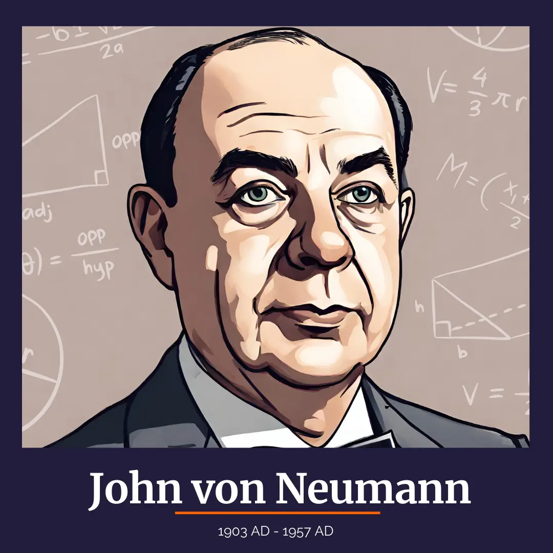 Illustrated portrait of John von Neumann (1903 AD - 1957 AD)