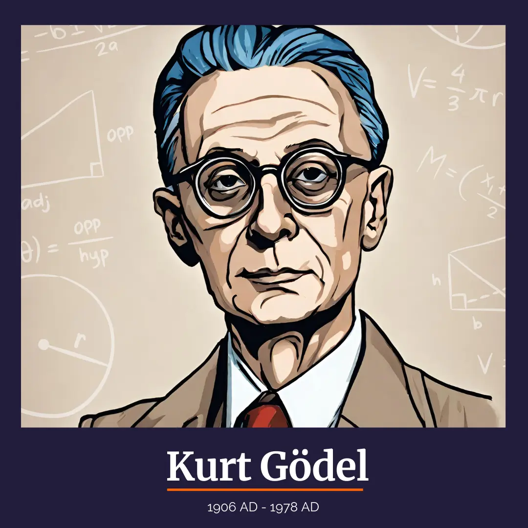 Illustrated portrait of Kurt Godel (1906 AD - 1978 AD)
