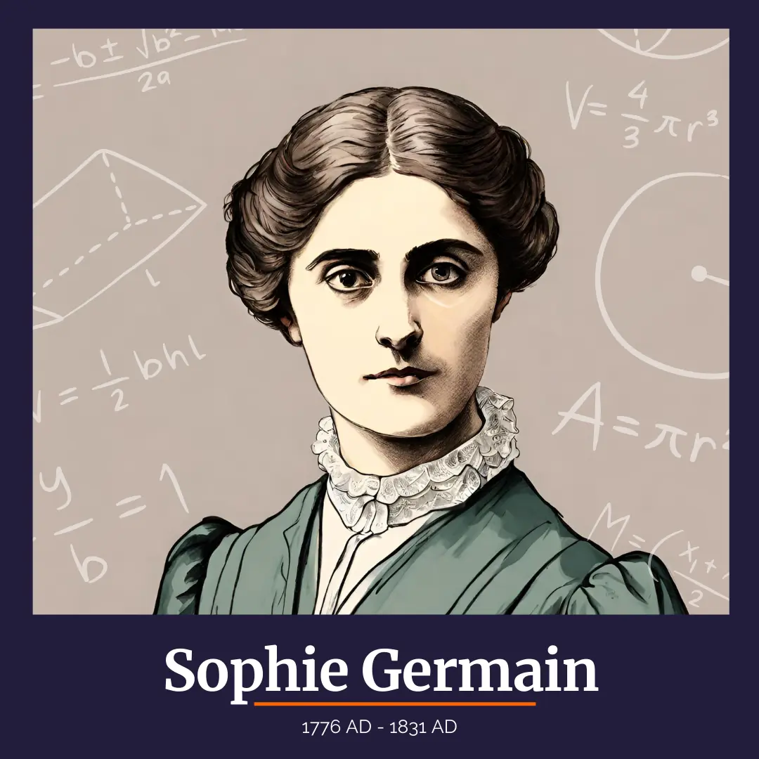 Illustrated portrait of Sophie Germain (1776 AD - 1831 AD)