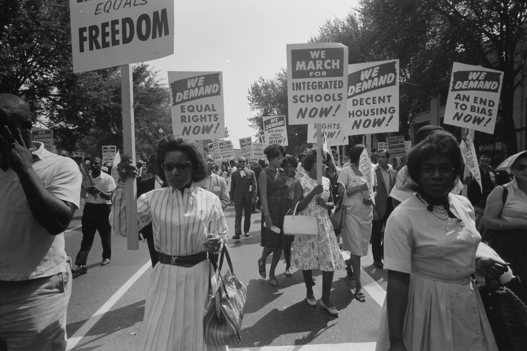 Black and white photo of a civil rights march